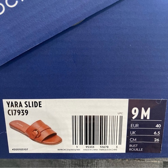 Rockport "NEW" Rust Brown Yara Buckle Open Toe Slide Sandals Size 9 - Picture 8 of 8